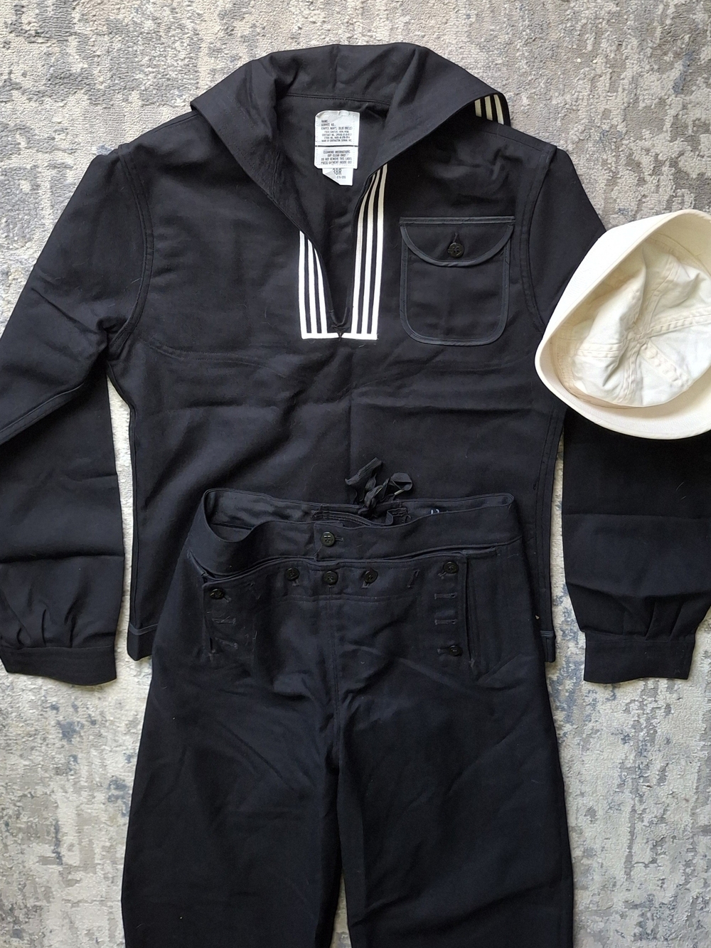 US Navy Sailor Jumper Dress Suit, Pants, Cap. Crackerjack, Military
